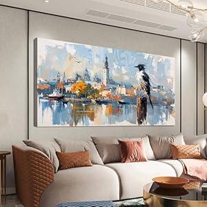 Canvas Wall Art Decor Large Wall Art Pictures for Living Room Art Work for Wall Decor Oversized Modern Landscape Wall Art Prints Artwork for Walls Bird Wall Decorations Bedroom Home Wall Art Decor 29"X58"