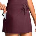 ISEEGZ Swim Skirts for Women High Waisted Tummy Control Quick Dry UPF 50 Bathing Suit Skirt with Liner Zipper Pockets
 (X-Large)