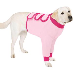 AOFITEE Dog Recovery Suit for Front Legs, Breathable Leg Sleeve Right Left Thigh, Anti-Licking Wounds Sleeves Dog Elbow Brace Protector, Leg Cover for Joint Pain Great Cone Alternative Pink L (L(Chest Girth:21.6-25.6))