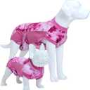 Recovery Suit for Female & Male Dogs After Surgery, Breathable Dog Onesie Cone Alternative, Anti-Licking Surgical Suit for Spay Neuter Wounds (XXL(Back:28"-30"), Fuchsia Tie Dye)