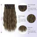 Sofeiyan Brunette Mixed Ash Blonde Hair Extensions 16 inch Clip in Highlighted Hair Extensions 4PCS Synthetic Fake Hair Soft Natural Hairpiece 140g Curly Thick Hair Extension for Women