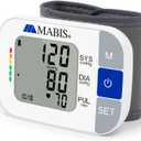 MABIS Universal Wrist Talking Blood Pressure Monitor, Visual BP Guide, 396 Reading Memory Storage for 4 Users, Protective Storage Case, FSA & HSA Eligible (Pack of 48)