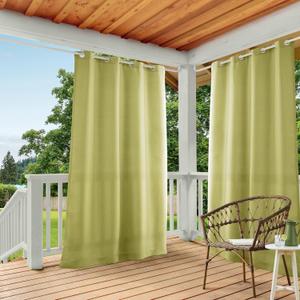 TOWN & COUNTRY BASICS Cabana Solid Heavyweight Indoor Outdoor Curtains, Light Filtering Opacity with Grommet Top, Water Repellent, 2-Pack Set, 54"x84", Kiwi Green