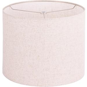 Wellmet 16"x16"x12" Assembly Required Lampshade for Table Lamp, Bedside Lamp, Floor Lamp, Fabric Drum Lampshade Classic Modern Style, Spider Fitter, Linen