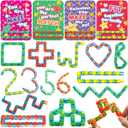 JOYIN 28 Pack Wacky Tracks with Valentines Cards, Twist Track Fingers, Snake Puzzles Fidget Toys for Stress Relief, Gift Exchange, Holiday Birthday Party Favor Valentines Day Cards for Kids School