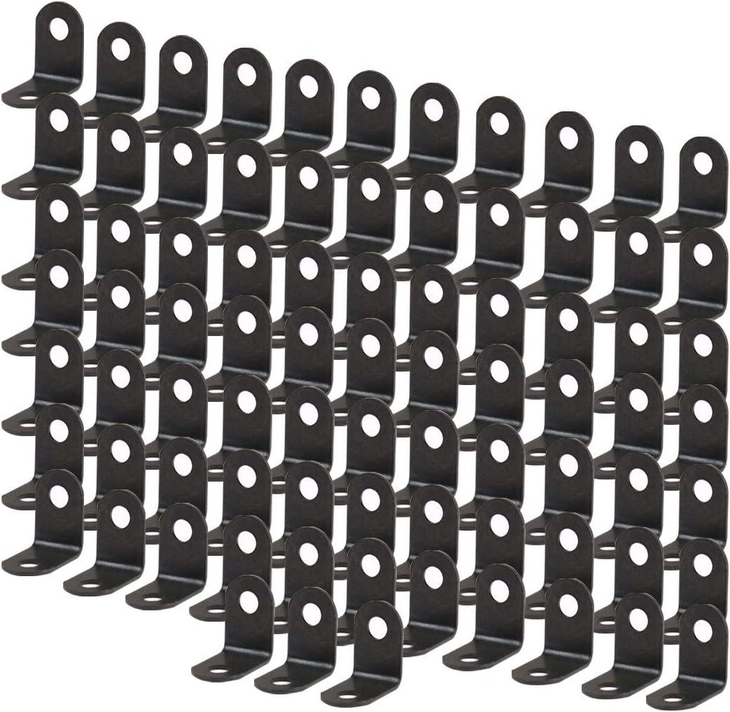 uxcell 80pcs Angle Bracket Metal 12x12mm Black Corner Brace Fastener L Shaped Right Angle Brackets Corner Protector Shelf Support with Screws for Furniture