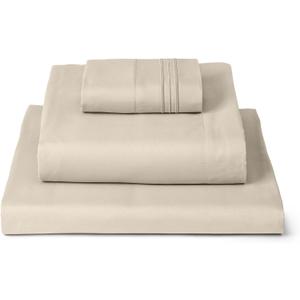 Mellanni Twin XL Sheets Set - 3 PC Iconic Collection Bedding - Hotel Luxury, Extra Soft, Cooling Bed Sheets - Wrinkle, Fade, Stain Resistant (Twin Extra Long, Beige)