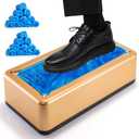 Shoe Cover Dispenser with 200 Pcs Disposable Shoe Covers Automatic Shoe Cover Dispenser Fits Size Up to 11 US Men and up for Home, Factory, Hospital Gold)