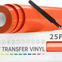 VinylRus Heat Transfer Vinyl-12 x 25FT Iron on Vinyl Roll for Shirts, HTV Vinyl for Silhouette Cameo, Easy to Cut & Weed (Orange)