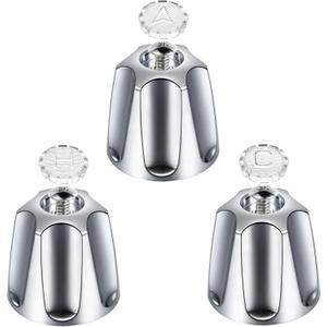 Dreyoo 3 Piece Metal Shower Knob Replacement Compatible with Price/Pfister Verve Tub Shower, Bathtub Faucet Handle Remodel Trim Kit Include 1 Hot 1 Cold 1 Diverter and 3 Screws(Polished Chrome)