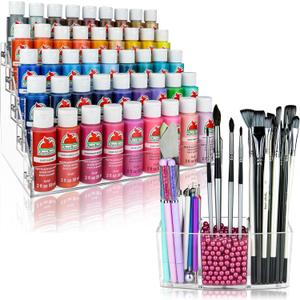 Paint Organizer & Brush Holder Set. 6 Support Bead Options. Thick, Durable, Crystal-Clear Acrylic with Diamond-Polish Finish. The Original Acrylic Paint Storage Organizer 