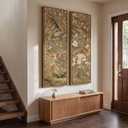 Framed Vintage Long Narrow Chinoiserie Wall Art for Living Room, 60x20 Inch, 20" W x 60" H x 2 Pcs