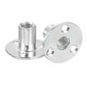 uxcell M12 Brad Hole Tee Nut, 10pcs Carbon Steel Round Base Screw-in T-Nuts Furniture Hardware Flange Female Thread Insert Nuts