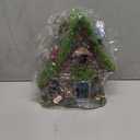 ASAWASA Resin Fairy House Statues with Solar Powered Lights, Funny Garden Sculptures with Flocked and Cobblestone Decor, Exquisite Garden Cottage Figurines