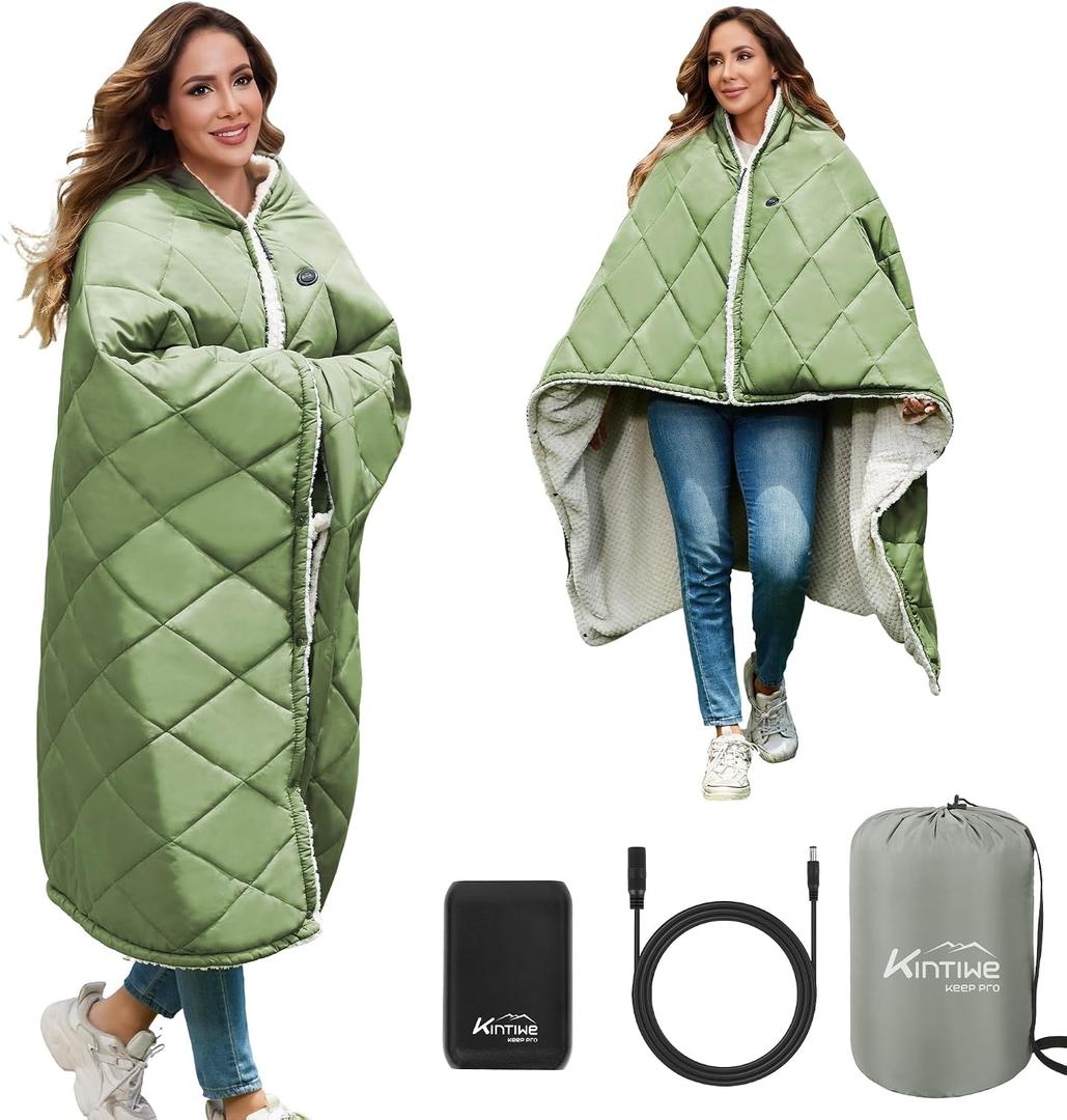 Heated Blanket Battery Operated, Portable Electric Heat Shawl Throw Hoodie, 70.8''X51.2''