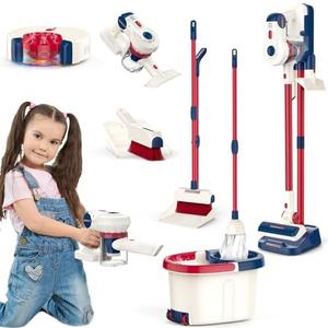 Fistone Kids Cleaning Toy Set for Toddlers, 12 Pcs Vacuum Cleaner, Sweeper, Bucket, Mop, Pretend Home Cleaning Play Set Gifts for Boys & Girls