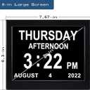 Day Date Time Clock for Seniors Elderly 3 Medication Reminders+ 5 Custom Reminders Digital Calendar Dementia Impaired Vision Memory Loss Clock(Black,8-inch)