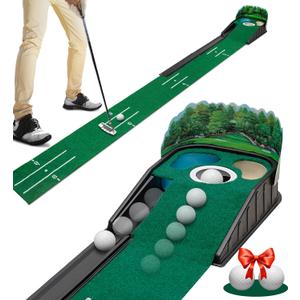 Putting Green Indoor - Golf Putting Mat boasts Genuine Green Speed and a Wrinkle-Free Surface. 8ft Practice Putting Mat with lenticular 3D Backplate, Alignment Guides and Ball Return