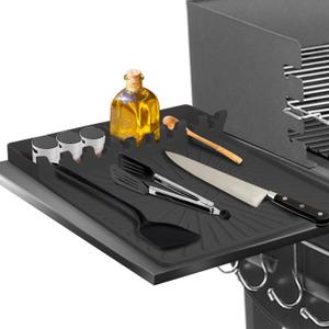 Silicone Grill Mat, Large Size Silicone Side Shelf Griddle Tools Spatula Mat with Drip Pad for Outdoor Grill Kitchen Countertop, Reusable Black-Stone Griddle Accessories, Gray