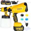 Cordless Paint Sprayer with Battery 2X 5000mAh 21V, Spray Paint Gun with 5 Nozzles & 3 Spray Modes, 1000ML Container Electric Paint Sprayer for House Painting Furniture Cabinets Fence Wall