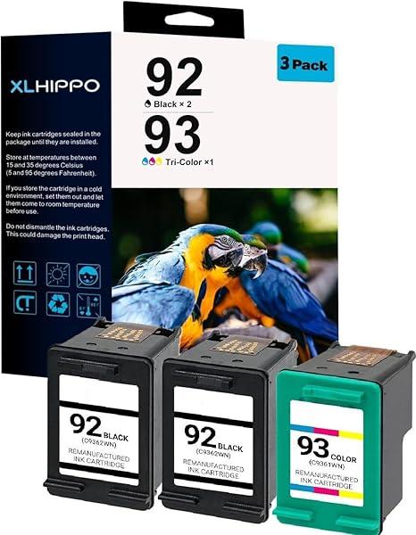 92/93 Ink Cartridges Combo Pack Replacement for HP Ink 92 93 C9362WN C9361WN Ink Compatible for HP Photosmart C3180 C3140 C3100 Deskjet 5400 5440 5420 PSC 1510 Printer Ink (3PK, 2-Black 1-Tri-Color)