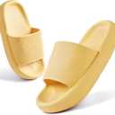 Menore Cloud Slides for Kids Shower Beach Slippers Boys Girls Bathroom Thick Sole Pillow Slippers Summer Non-Slip Pool Sandals, 12-13 Little Kid, Yellow