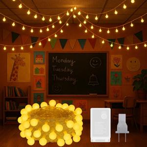 100 LED Hanging String Lights for Classroom  33ft Plug in Fairy Lights with 8 Modes, Warm White String Lights for Classroom Decor, Teacher Supplies, Bulletin Board, Wall Display & School Decorations