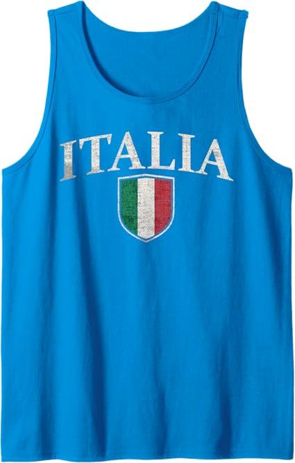 Vintage Italy Flag Italian Shield Italia Pride Football Cool Tank Top, M