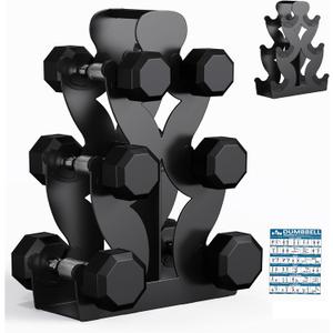 Dumbbell Rack Stand Only,No Install Needed Small Weight Rack with Dumbell Protector Edge,Compact A-Frame Dumbbell Holder,For Home Gym Workout (3 Tier)