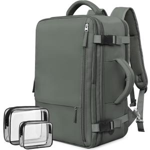 Travel Backpack For Women Men Flight Approved, Carry-on Backpack Bag Luggage, Personal Item Backpack Bag, Laptop Backpack Casual Daypack, Travel Essentials Must Haves, Olive-Green (Large)