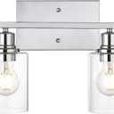 VINLUZ Bathroom Light Fixtures in Chrome Finish,2 Light Industrial Indoor Wall Sconce with Clear Glass Shade Metal Vanity Lighting Over Mirror Bulb Not Included