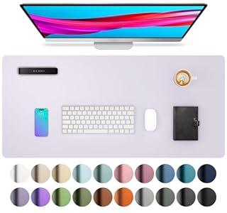 Aothia Large PU Leather Desk Pad Protector – Non-Slip Mouse Pad & Writing Mat for Office/ Home, Waterproof, Easy to Clean (Soft Lavender, 23.6" x 13.7")