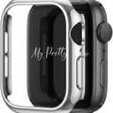 My Pretty Strap Glossy XOXO Apple Watch Bumper Case - Touch-Friendly Open Face Design- No Screen Fogging- Compatible with Series 1-11, SE & Ultra 38/40/41/42/44/45/46/49mm (Silver)