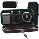 ivoler Charge inside Carrying Case for Nintendo Switch 2 Console 2025, Travel Case with Charging Cable Port, Holds 12 Game Cards Cartridge for Switch 2 Accessories Black