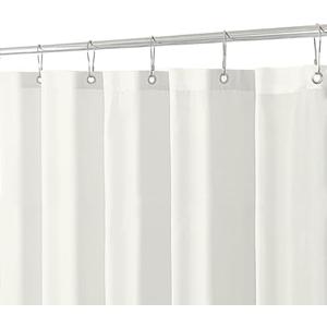 Biscaynebay Extra Long Fabric Shower Curtain Liner 72 Inch Width by 84 Inch Length, Ivory Water Resistant Bathroom Curtain, Rust Resistant Grommets Top Machine Washable