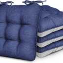 Love's cabin Memory Foam Chair Cushions Set of 4, Outdoor/Indoor Chair Pads for Dining Chairs 4 Pack, Seat Cushions for Kitchen, Dining Room, Office, Patio Chairs, 15.5"x15.5"x3.5" Navy Blue (15.5"x15.5"x3.5" (4 Pack))