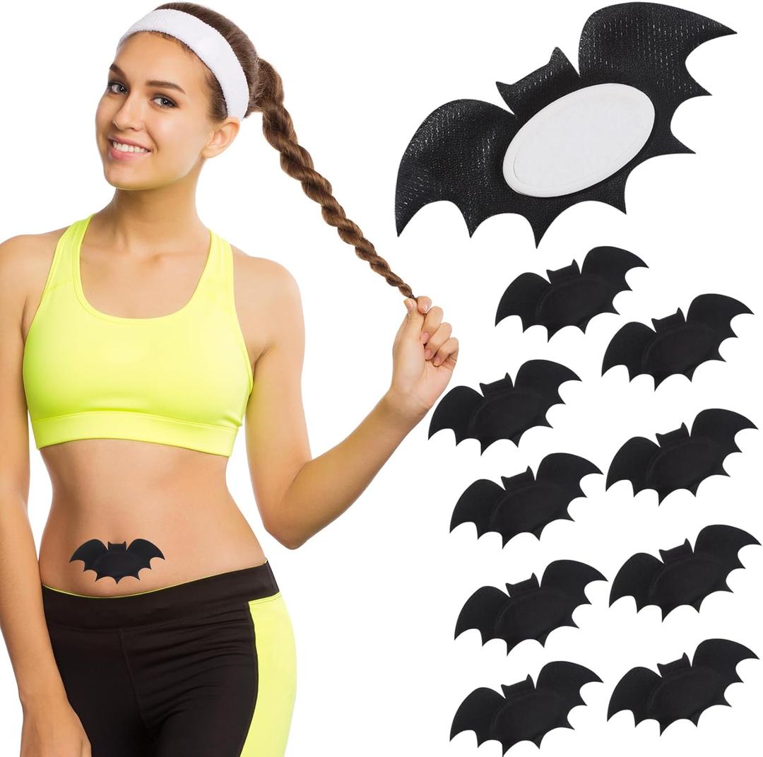 30Pcs Castor Oil Belly Button Patch, Butterfly Design, Highly Absorbent Cotton Castor Oil Pack Wrap Self Adhesive (Oil Not Included) (Black Bat)