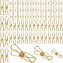 100 Pcs Paper Clips Metal Wire Hollow Out Clothespins Multi Purpose Utility Binder Clips Invoice Bill Stainless Steel Hanging Clothes Pins for School Kitchen Outdoor Office(Small, Medium, Large,Gold)