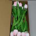 MACTING 30 PCS Artificial Tulip Flowers 13.7" Real Touch Fake PU Tulips Bouquet Faux Flowers for Floral Arrangements Table Centerpieces Kitchen Indoor Home Mothers Day Decorations,Peach Pink