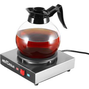 Restlrious Commercial Coffee Warmer Single Burner Decanter Warmer Plate, Stainless Steel Portable Warmer for Standard Glass Decanter, Suitable for Cafe, Break Room, Buffet, Event and Commercial Use