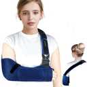KONSEDIK Arm Shoulder Sling,Breathable Medical Sling with Shoulder Pad,support for Women and Men Rotator Cuff Injury,Left or Right Arm,Elbow,Clavicle Fracture Post-Surgery(Blue, Medium)
