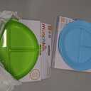 Munchkin Stay Put Suction Plates for Baby and Toddler, 3 Divided Sections , Blue/Green
