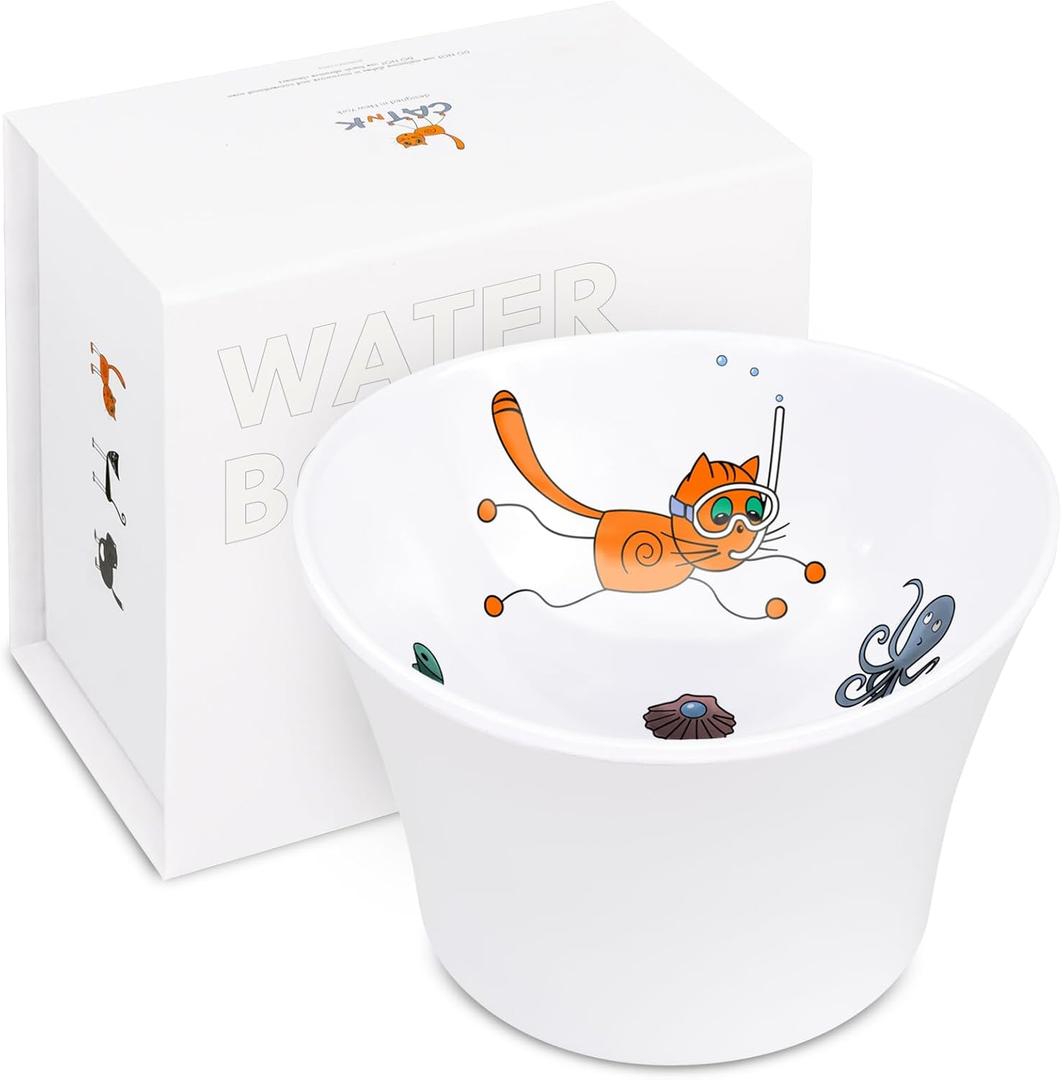Elevated Cat Bowls for Water  Raised Bowl for Indoor Cats  Whisker & Neck Fatigue Shallow Cat Dishes  Vet-Recommended Height, Modern Pedestal Design  Non-Slip & Dishwasher-Safe  8 oz Original