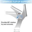 Aluminum Boat Pivot Flip-Up Armrest Set Provides 80º Rotation of Armrest Boat Flip-Up Seat Hinge, Sold in Pairs, Left & Right