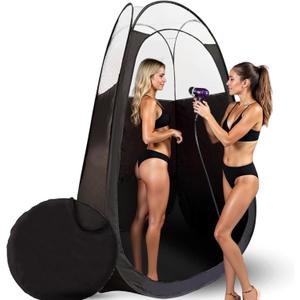 KobbTan Large Deluxe Spray Tan Tent – Pop Up Tent Portable Tanning Booth with Carry Case – Clear Window for Perfect Spray Tanning – Extraction Fan Opening – Easy Clean Spray Tan for Home & Salon