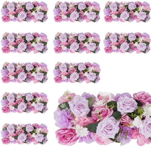 BloomTrend Flower Centerpieces for Tables - 8 Pack Wedding Arch Artificial Flowers Purple&Pink Arrangements Center Piece for Reception, Living Room, Kitchen, Dining Table Runner Decorations
