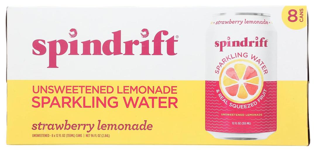 SPINDRIFT Strawberry Lemonade Sparkling Water 8pk, 12 FZ, Best By: 01/24/25
