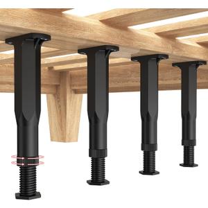 Adjustable Height Bed Support Legs,8.3-14 Inch,Plastic Bed Frame Center Support Leg,Adjustable Furniture Legs for Bed Frame/Bed Center Slat/Furniture,Furniture Feet Replacement (4 pcs)