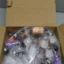 Meanplan 30 Pcs 1.7 oz Halloween Mini Beverage Bottles with Stickers and Black Caps Plastic Drink Juice Liquid Bottles with 30 Funnels for Halloween Party Favors