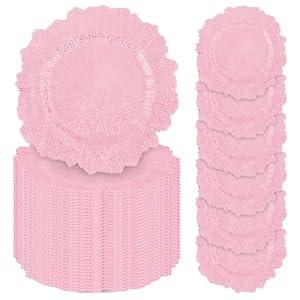 REWOMC 50 Pcs Pink Charger Plates Bulk, 13" Reef Plate Chargers